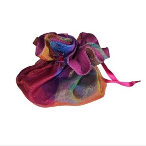 Short Shimery Rainbow Handmade Drawstring Coin or Dice Bag